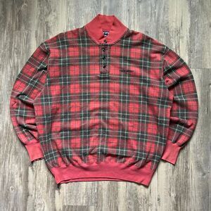 Vintage Polo Sport By Ralph Lauren 1/4 Button Up Plaid Pullover Sweater Size XL